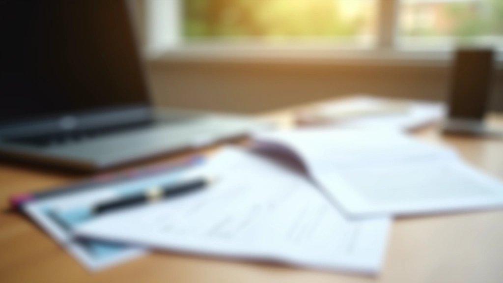 Vzdělávací materiály a učebnice na dřevěném stole s notebookem