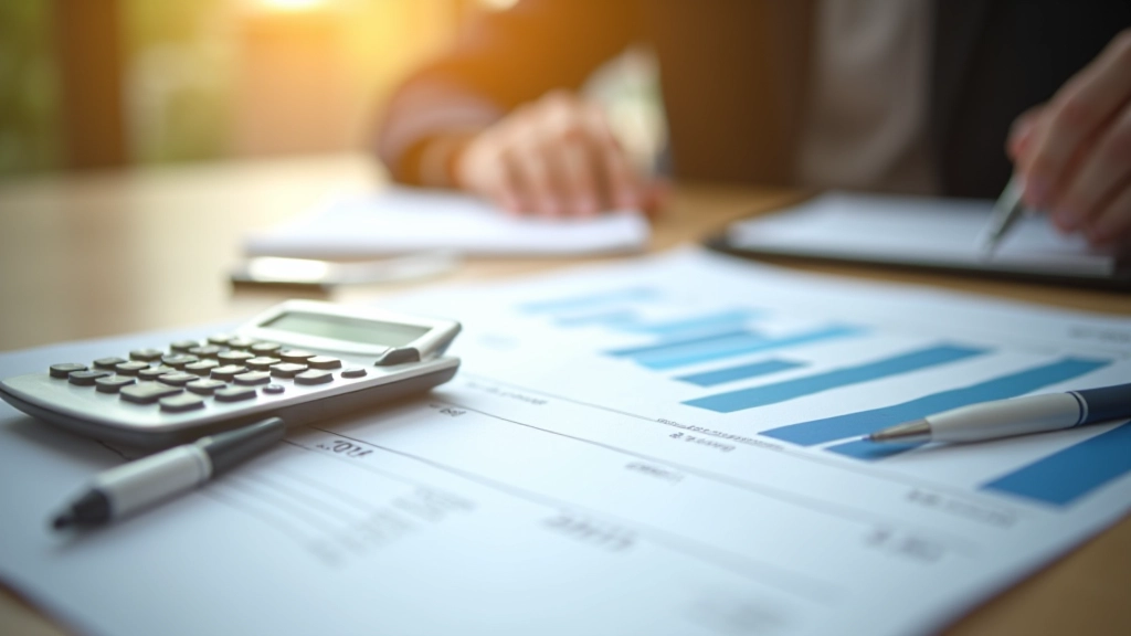 Finanční analýza a kalkulace nákladů na daňového poradce, papíry s číslicemi na stole