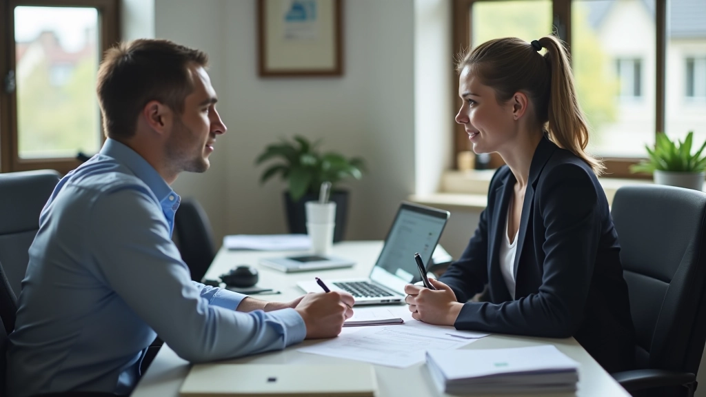 Daňový poradce na schůzce s klientem u stolu s dokumenty